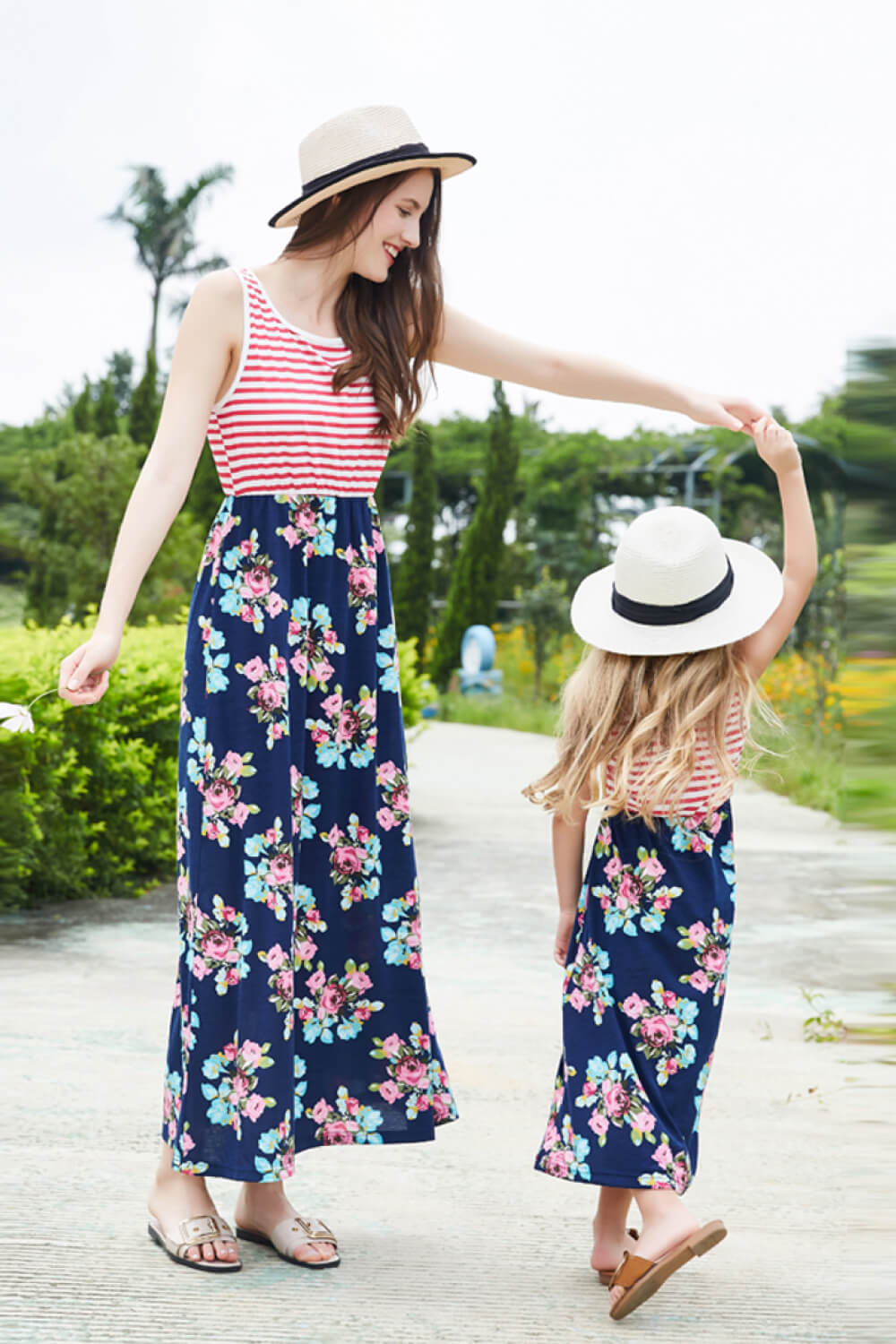 Girls Striped Floral Sleeveless Dress The Stout Steer