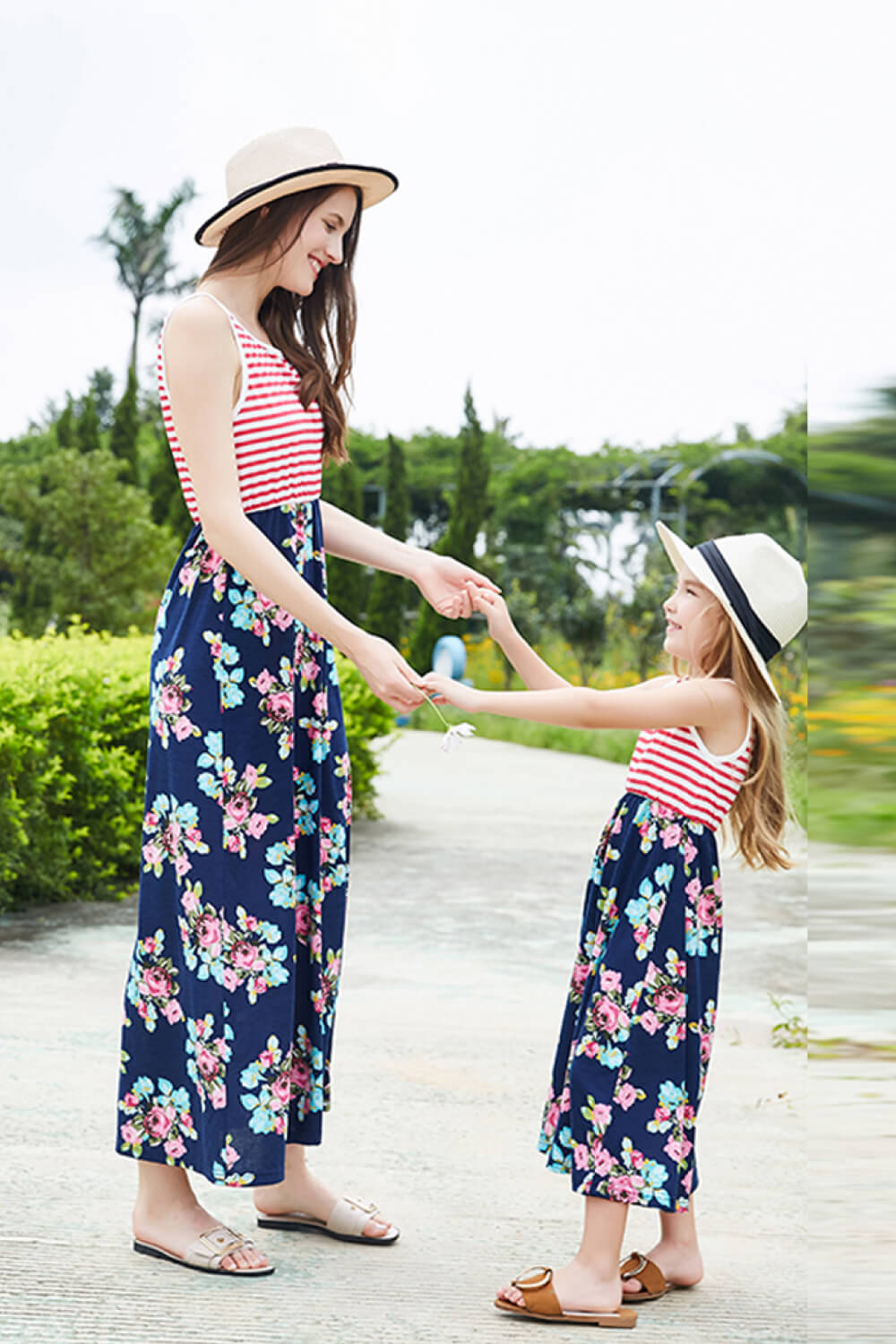 Girls Striped Floral Sleeveless Dress The Stout Steer