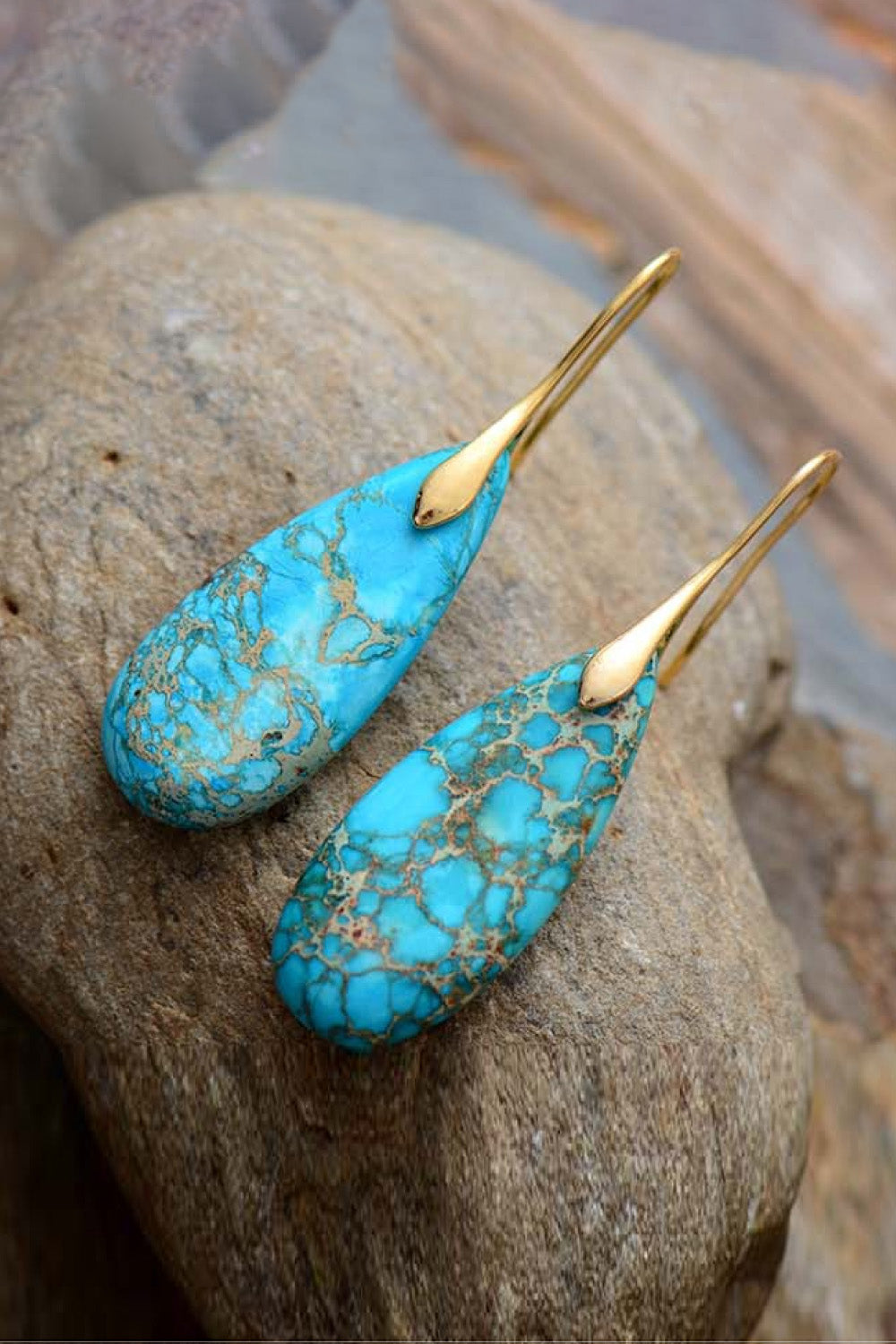 Handmade Teardrop Shape Natural Stone Dangle Earrings The Stout Steer