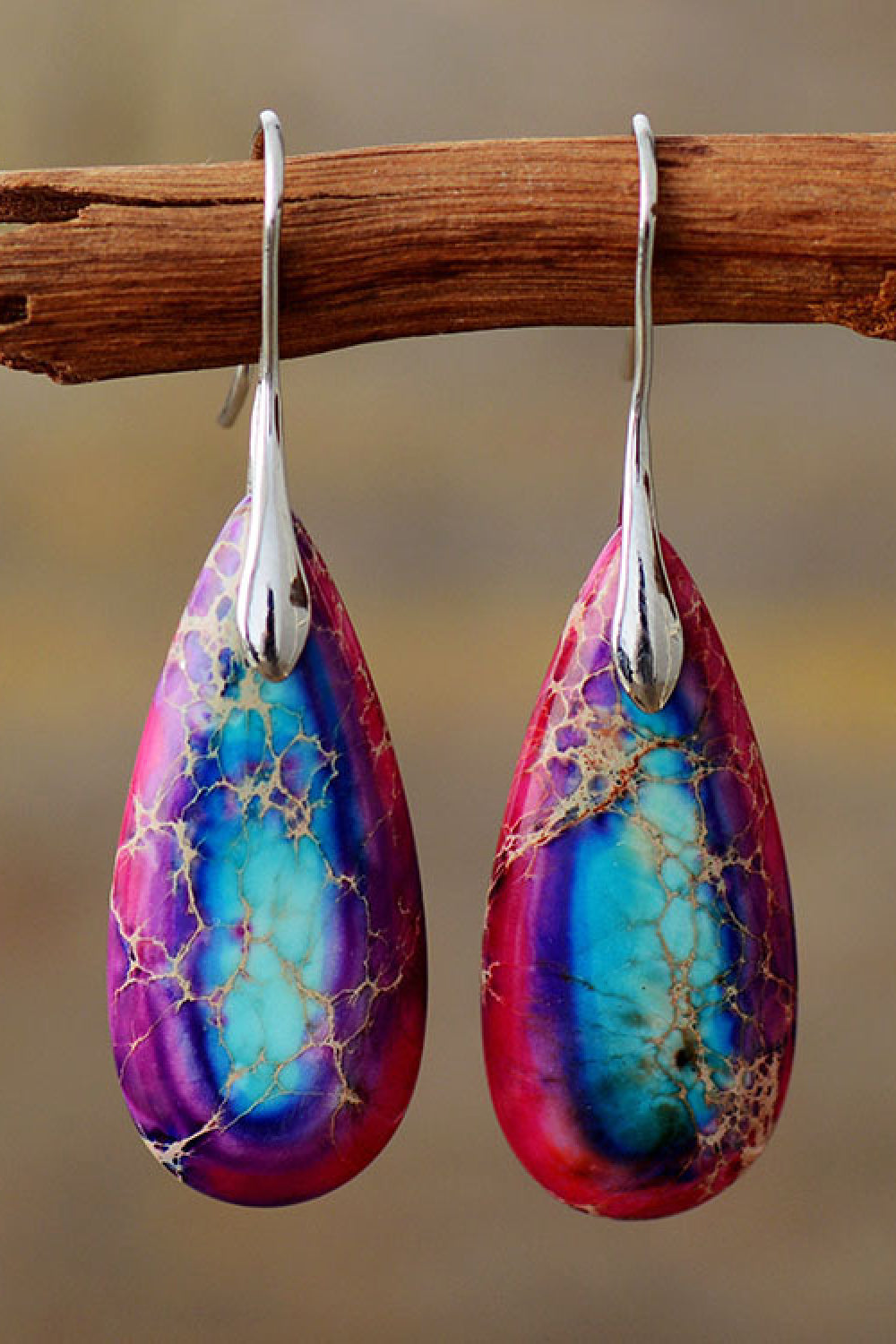 Handmade Teardrop Shape Natural Stone Dangle Earrings The Stout Steer