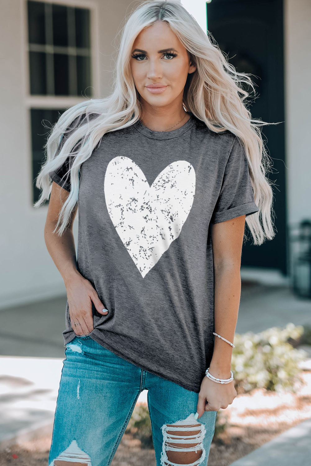Heart Graphic Cuffed Short Sleeve Tee The Stout Steer