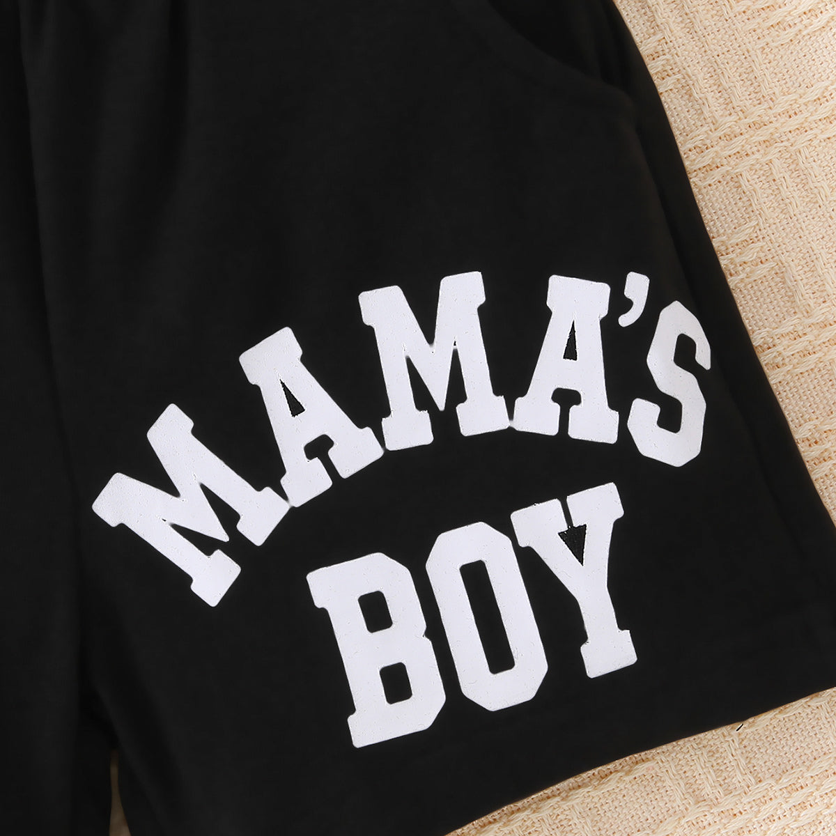 Kids MAMA'S BOY Graphic Short Sleeve Hoodie and Shorts Set The Stout Steer