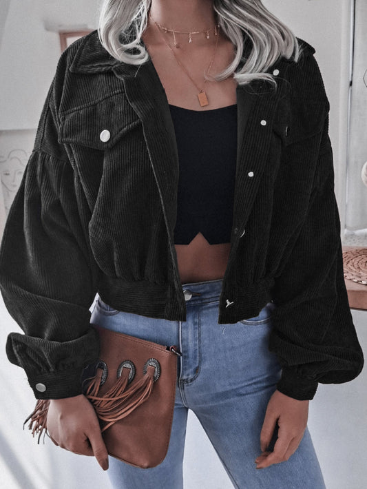 Lantern Sleeve Cropped Corduroy Jacket The Stout Steer
