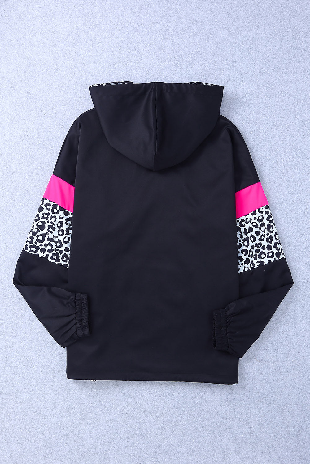 Leopard Color Block Zip-Up Hooded Jacket The Stout Steer