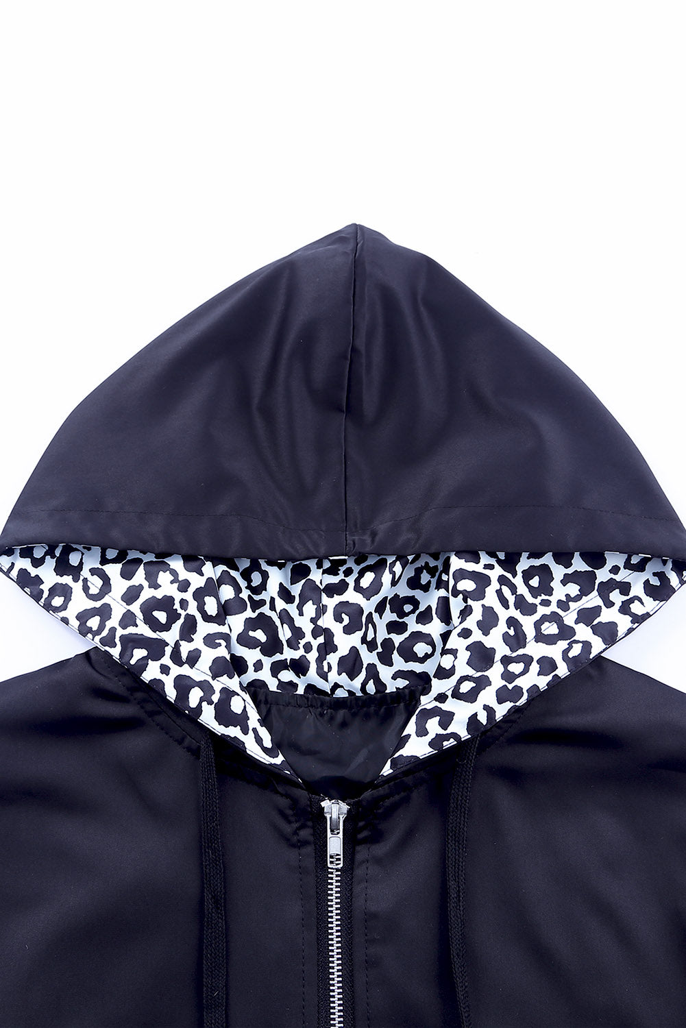 Leopard Color Block Zip-Up Hooded Jacket The Stout Steer