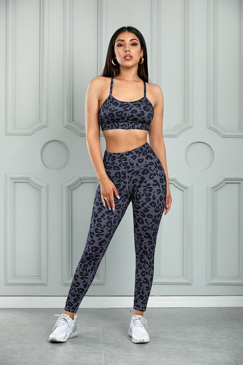 Leopard Cutout Sports Bra and Leggings Set The Stout Steer