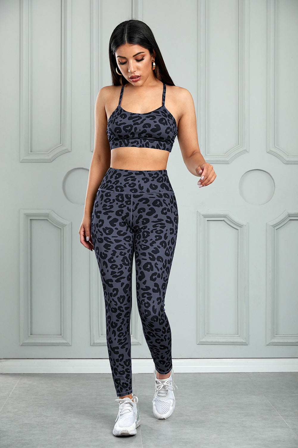 Leopard Cutout Sports Bra and Leggings Set The Stout Steer