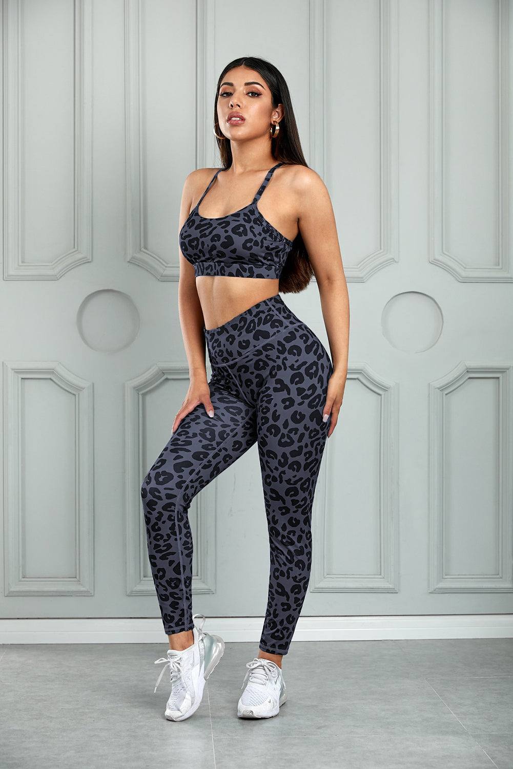 Leopard Cutout Sports Bra and Leggings Set The Stout Steer