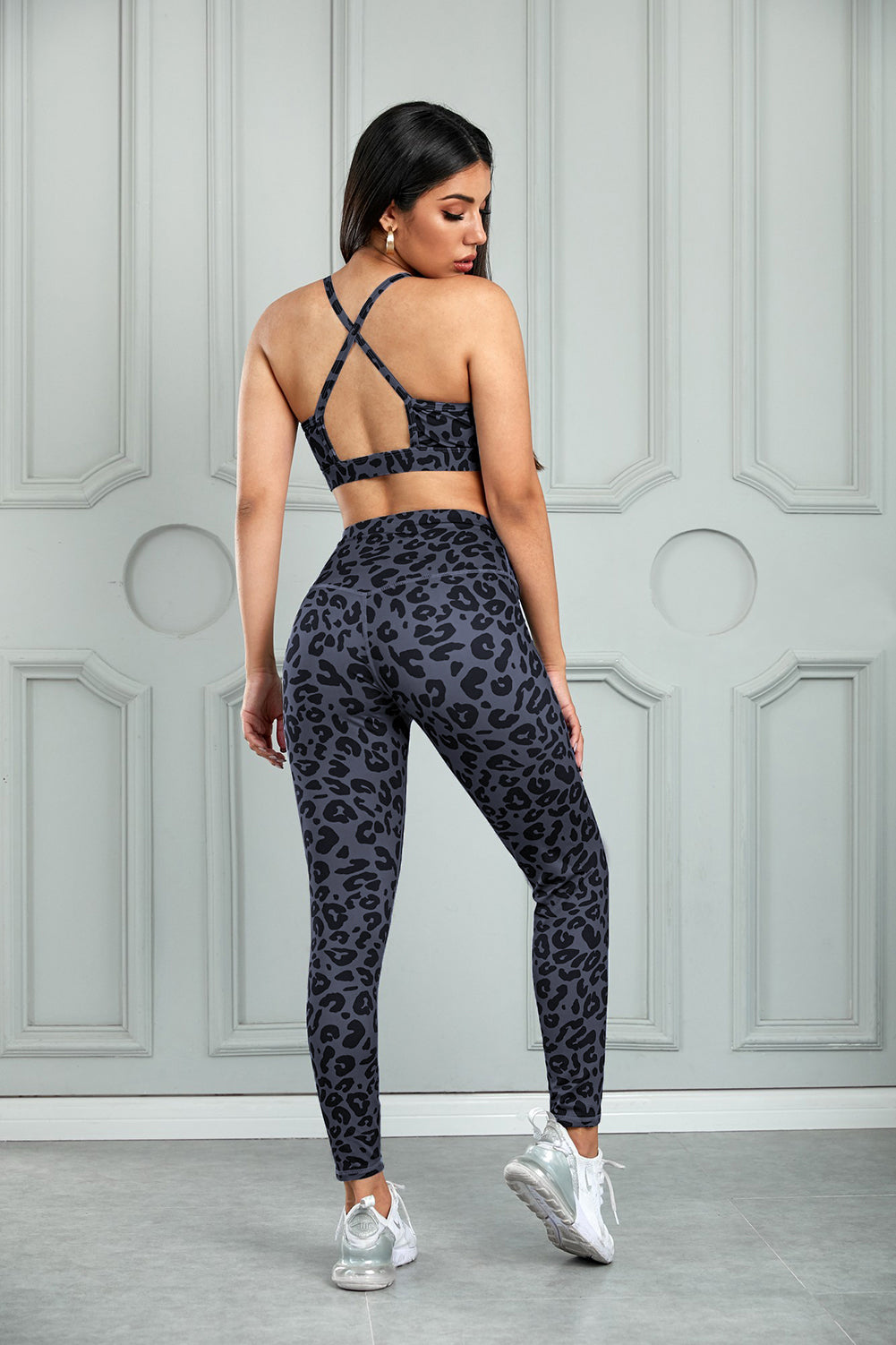 Leopard Cutout Sports Bra and Leggings Set The Stout Steer