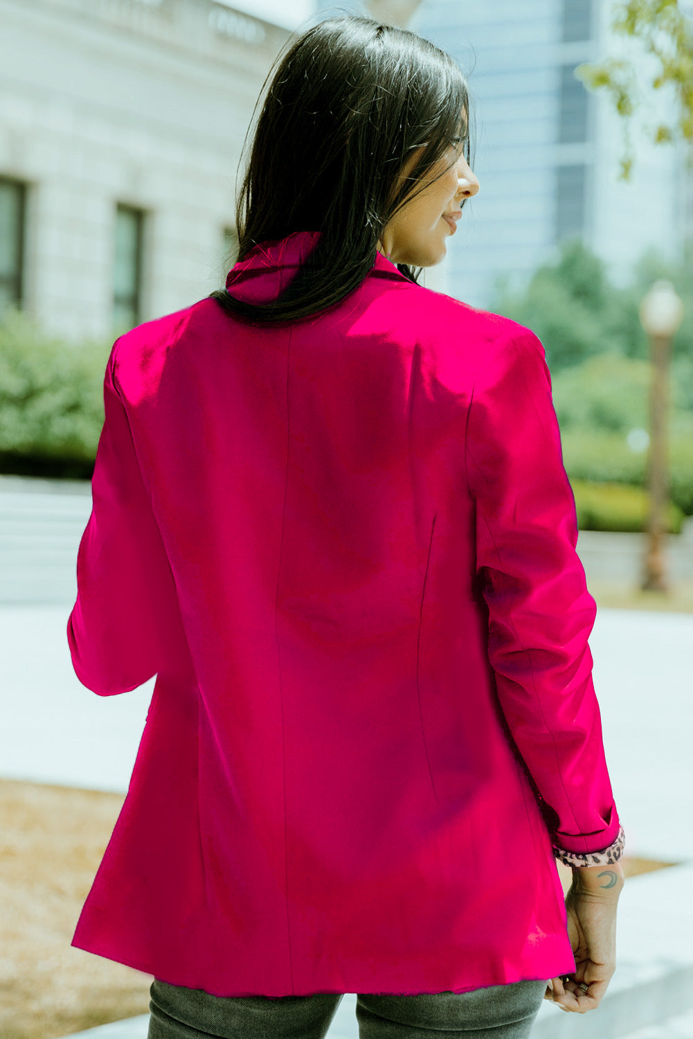 Leopard Lining One-Button Lapel Collar Blazer The Stout Steer