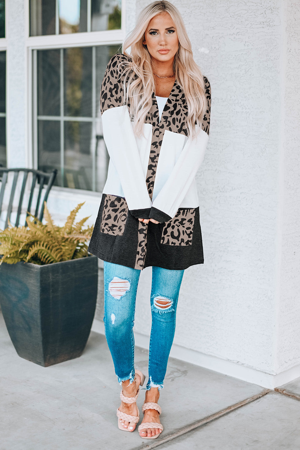 Leopard Print Color Block Longline Cardigan The Stout Steer