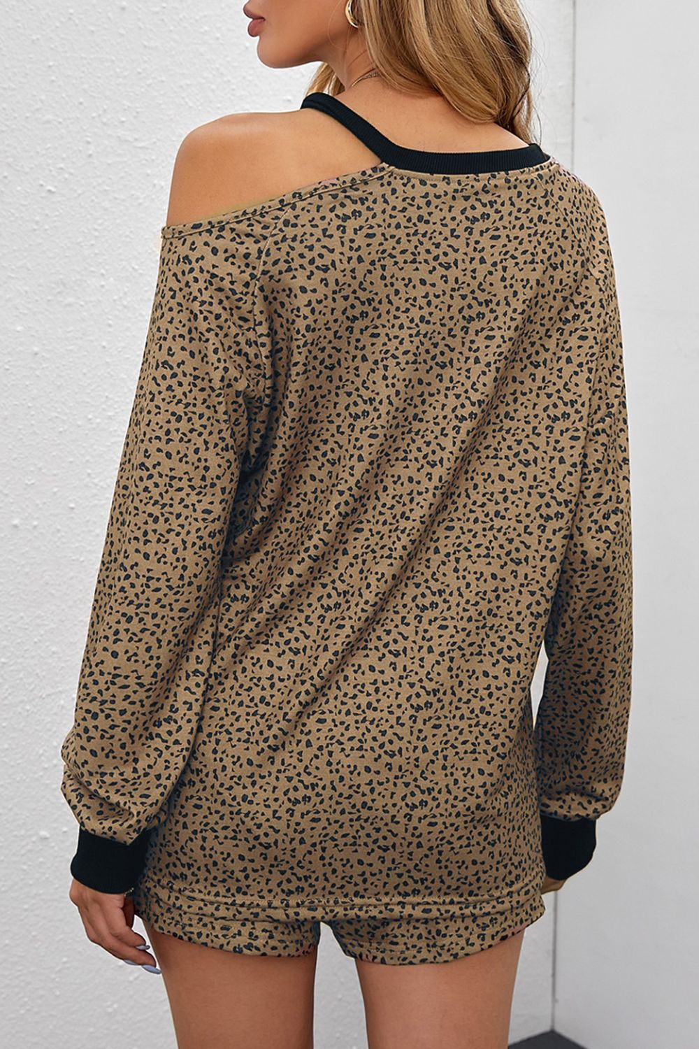 Leopard Print Cutout Top and Shorts Lounge Set The Stout Steer