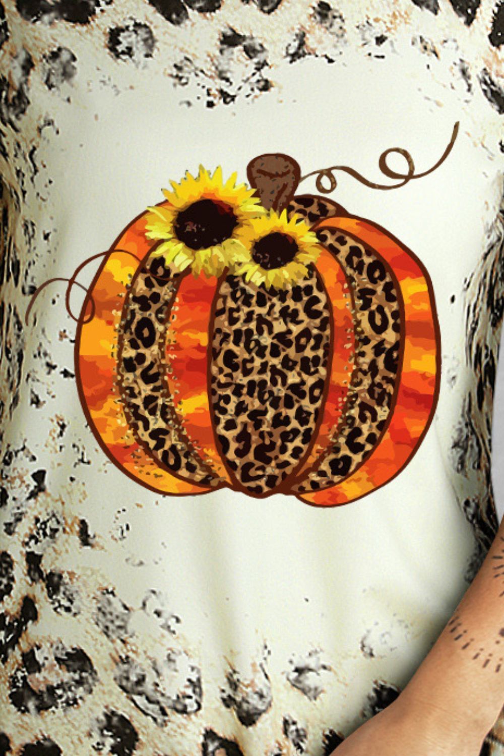 Leopard Pumpkin Graphic Round Neck Tee The Stout Steer