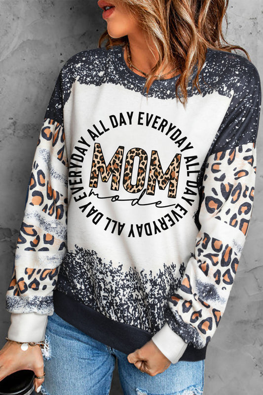 Letter Graphic Leopard Drop Shoulder Sweatshirt The Stout Steer