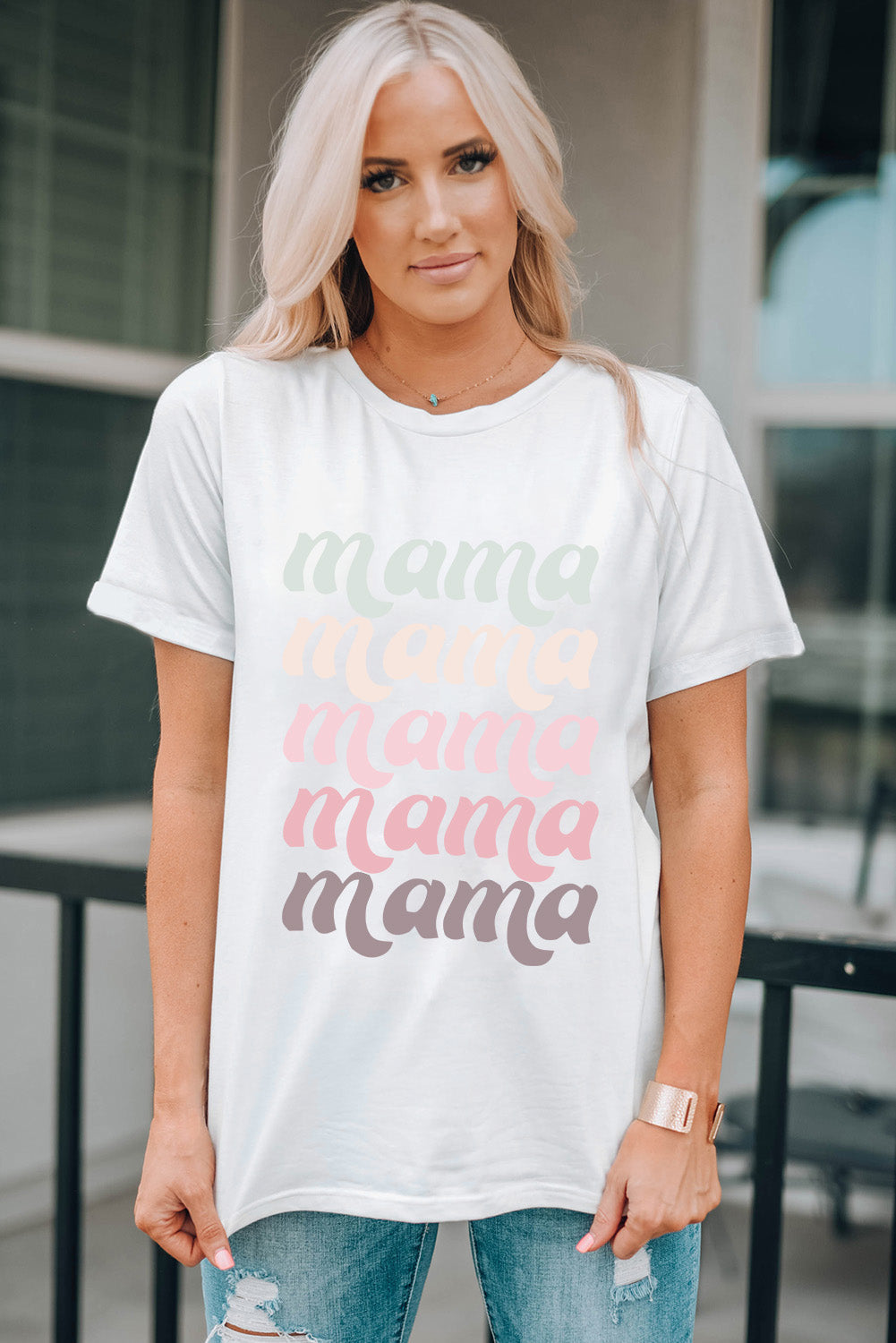 MAMA Graphic Contrast Tee Shirt The Stout Steer