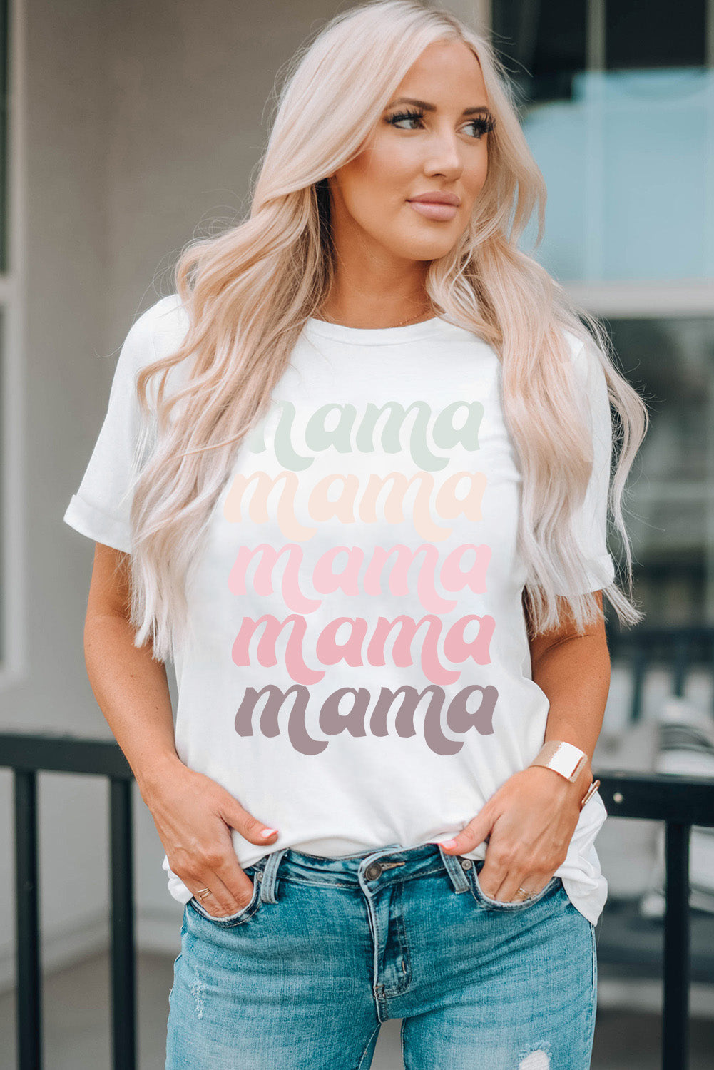 MAMA Graphic Contrast Tee Shirt The Stout Steer