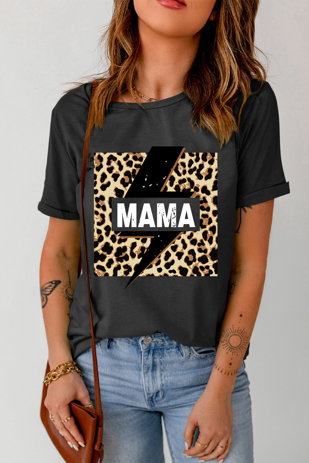 MAMA Leopard Lightning Graphic Tee Shirt The Stout Steer