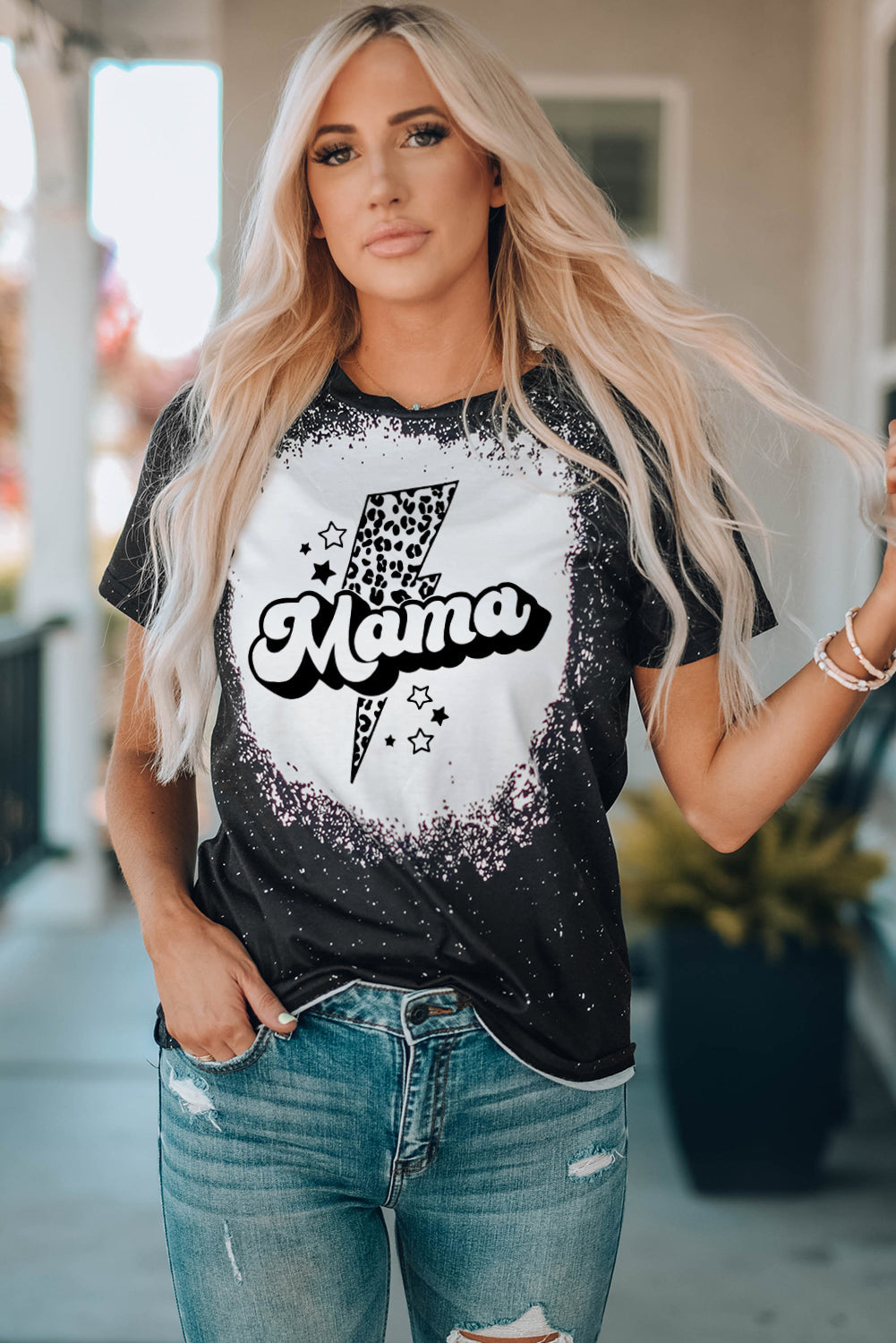 MAMA Lightning Graphic Short Sleeve Tee Shirt The Stout Steer