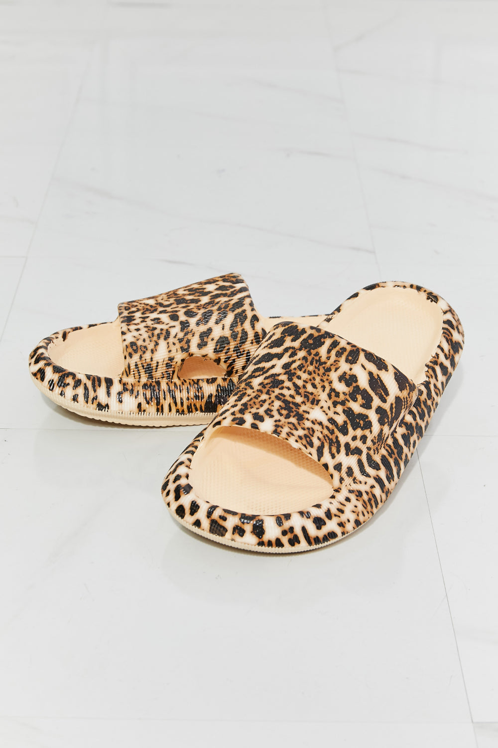 MMShoes Arms Around Me Open Toe Slide in Leopard The Stout Steer