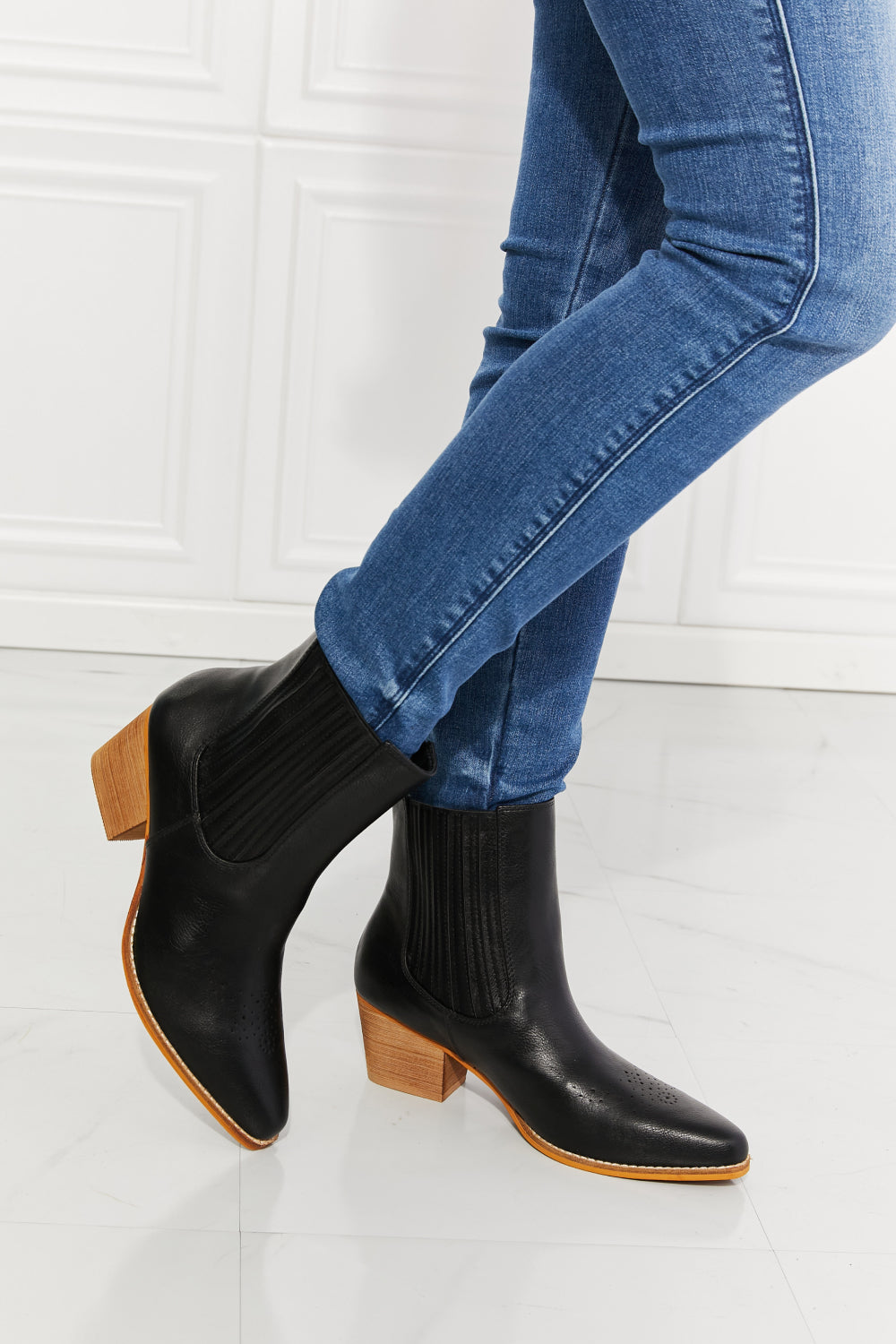 MMShoes Love the Journey Stacked Heel Chelsea Boot in Black The Stout Steer