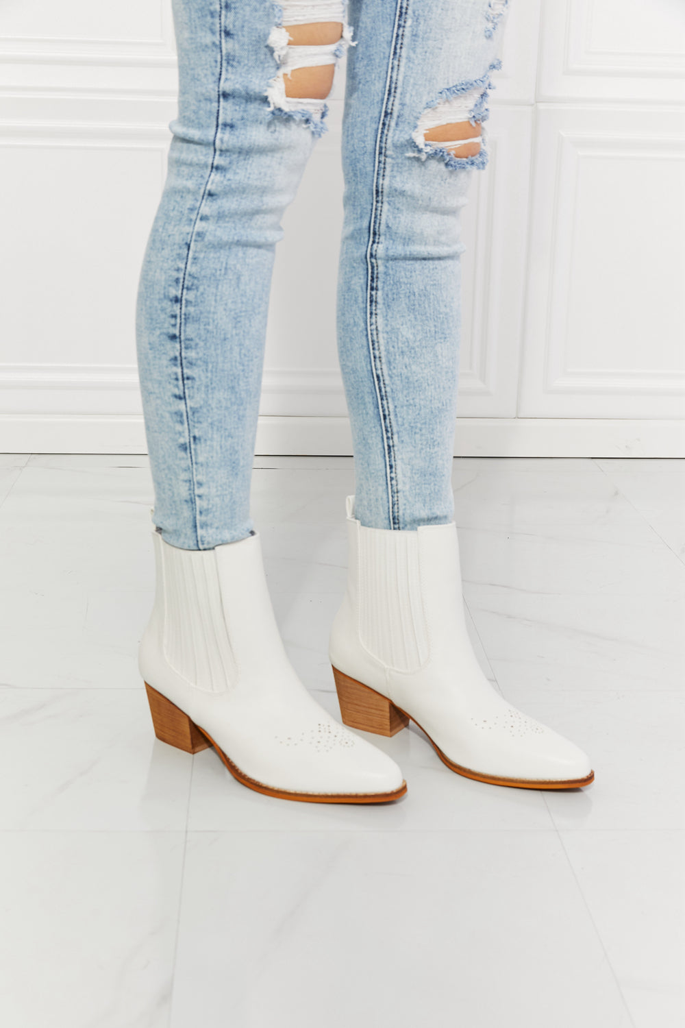 MMShoes Love the Journey Stacked Heel Chelsea Boot in White The Stout Steer