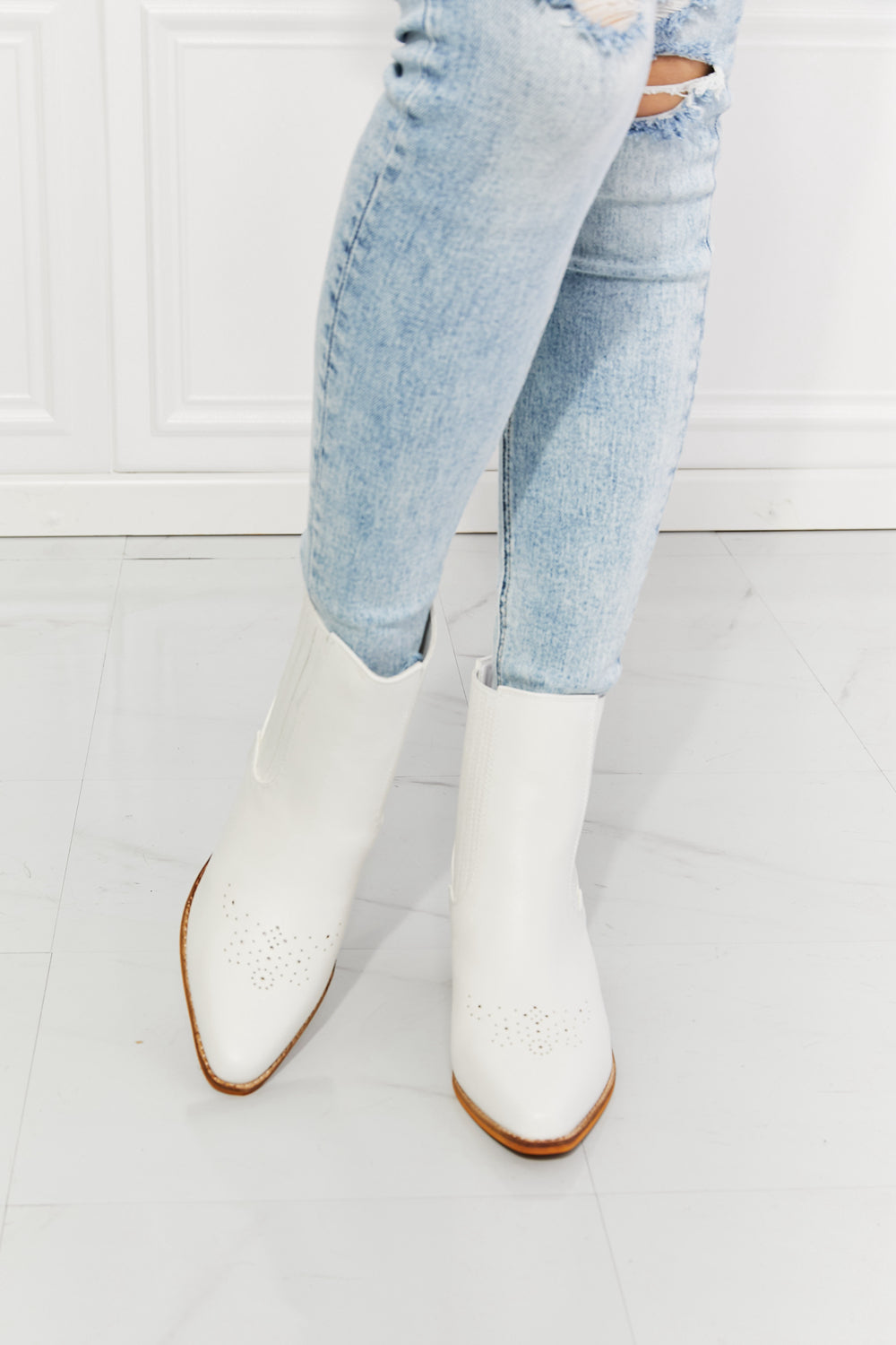 MMShoes Love the Journey Stacked Heel Chelsea Boot in White The Stout Steer