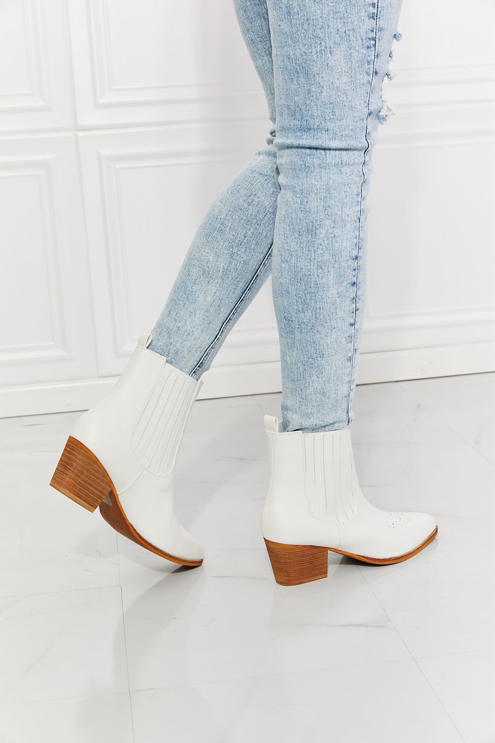 MMShoes Love the Journey Stacked Heel Chelsea Boot in White The Stout Steer