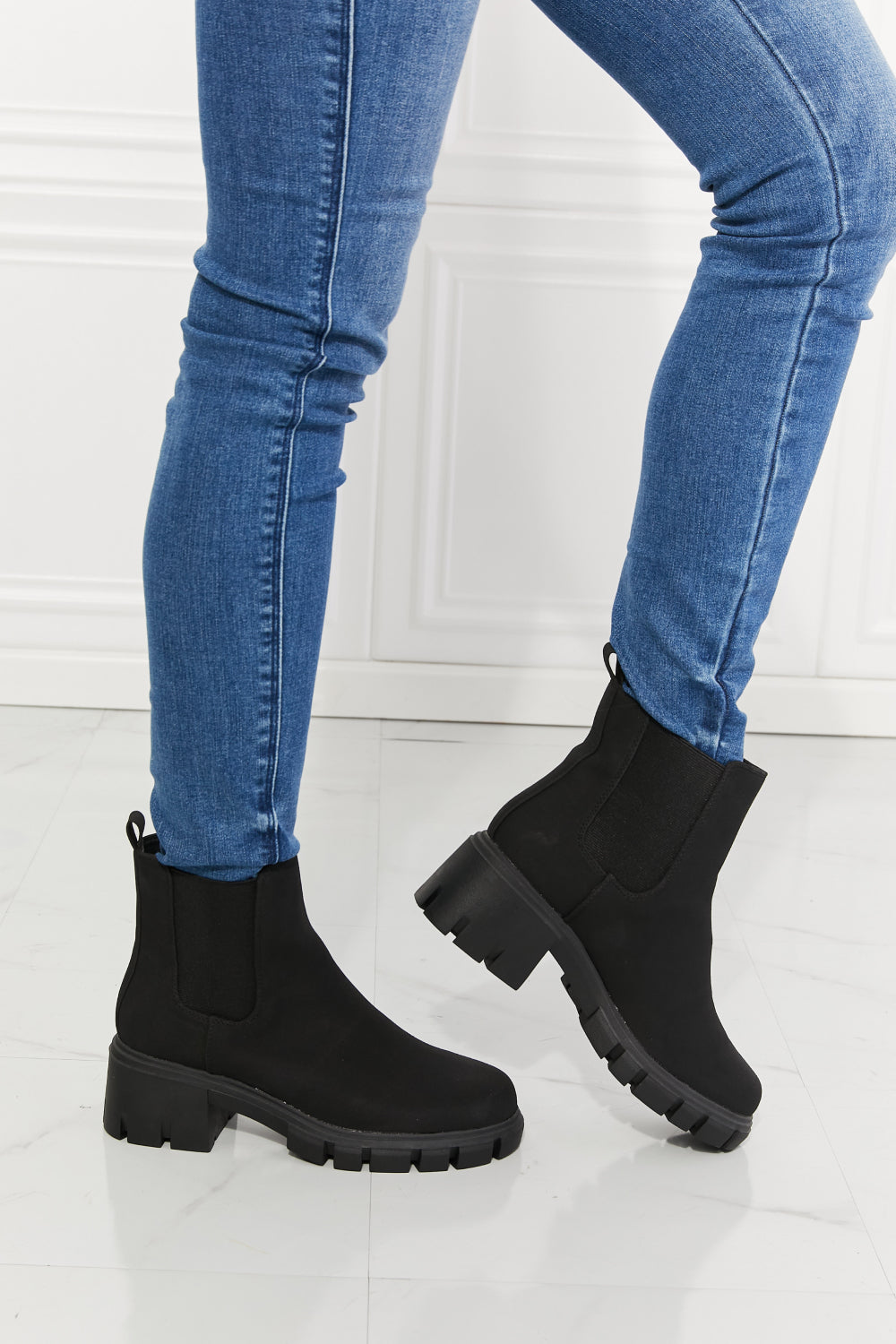 MMShoes Work For It Matte Lug Sole Chelsea Boots in Black The Stout Steer