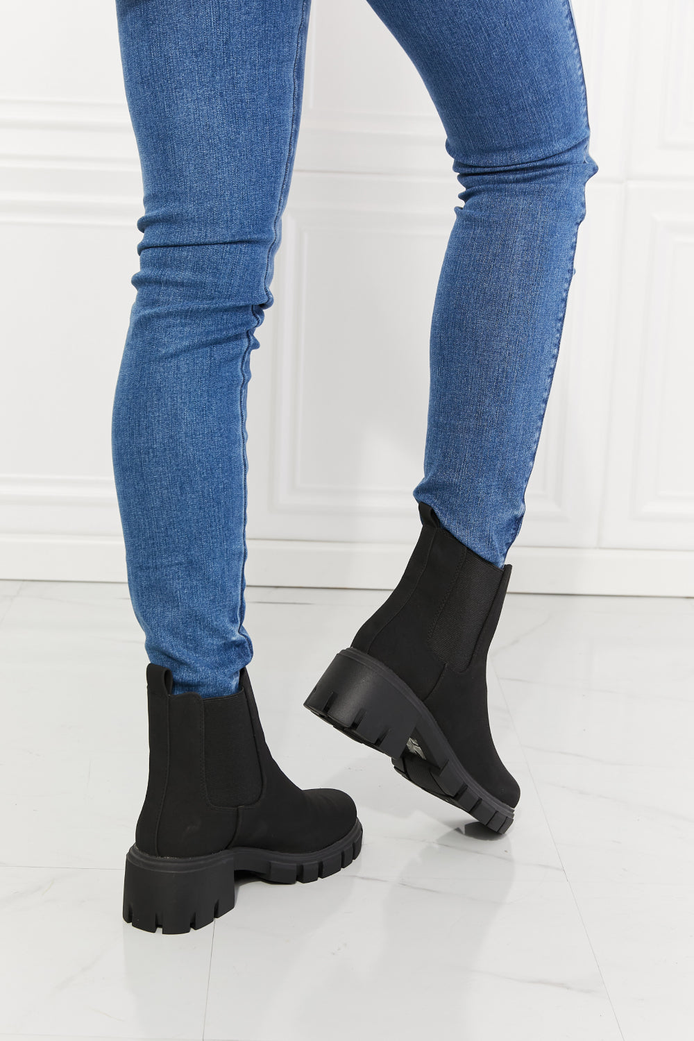 MMShoes Work For It Matte Lug Sole Chelsea Boots in Black The Stout Steer
