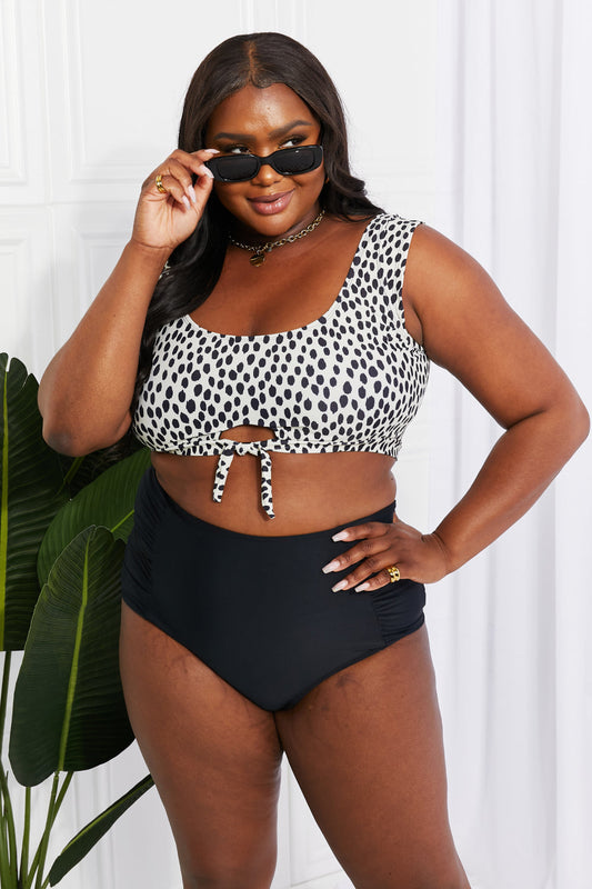 Marina West Swim Sanibel Crop Swim Top and Ruched Bottoms Set in Black The Stout Steer