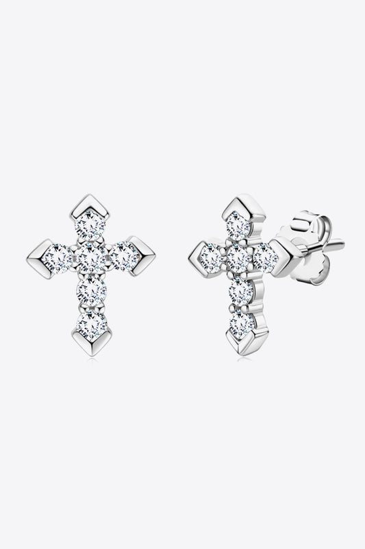 Moissanite Cross Stud Earrings The Stout Steer