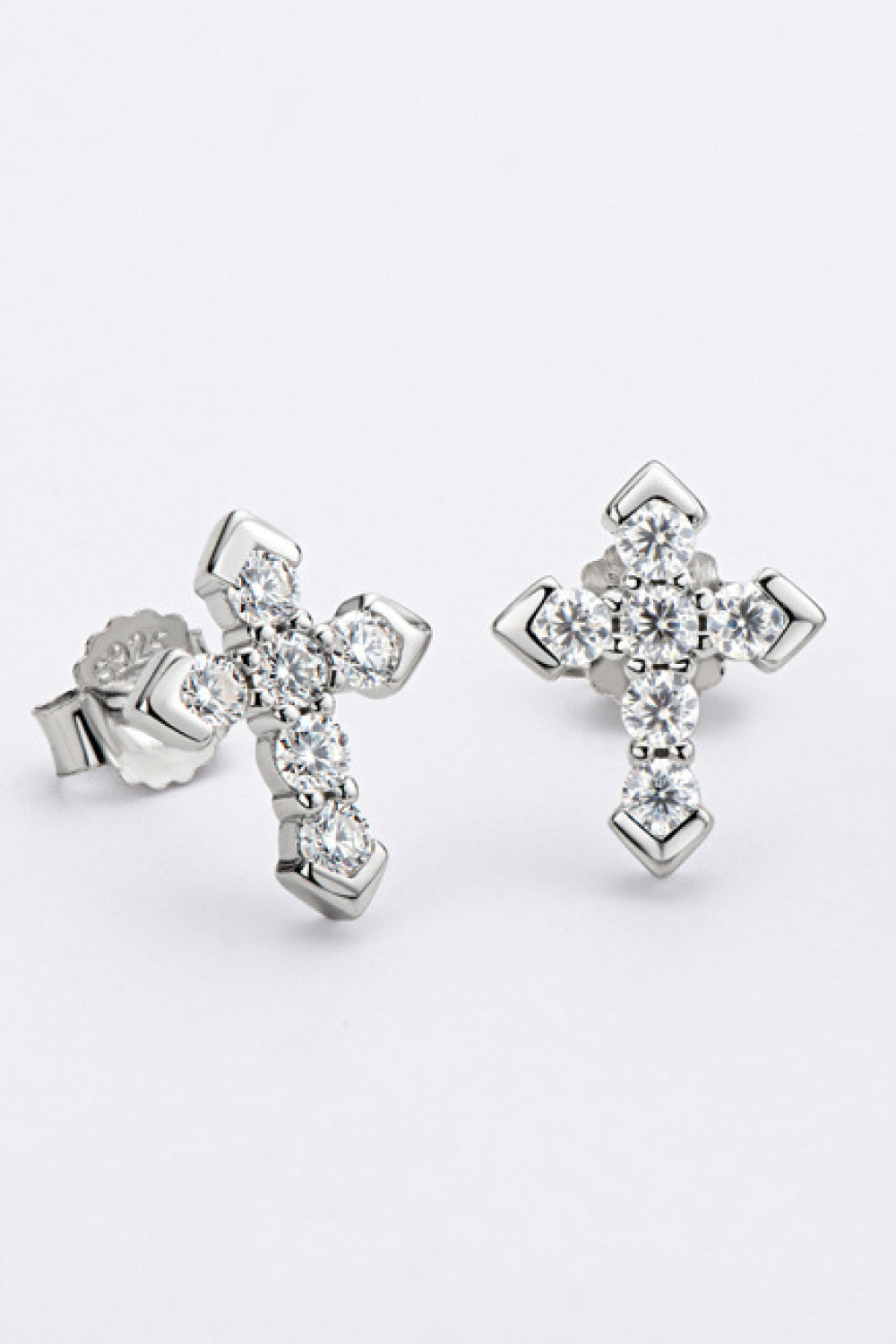 Moissanite Cross Stud Earrings The Stout Steer