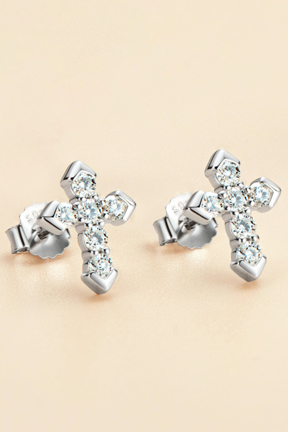 Moissanite Cross Stud Earrings The Stout Steer