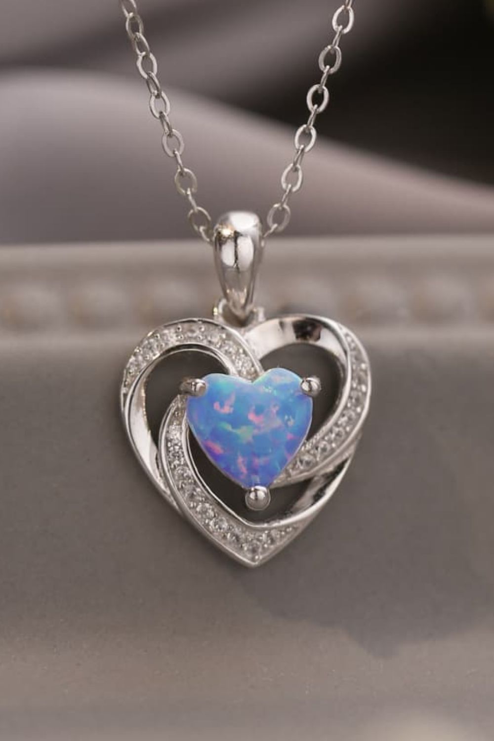 Opal Heart Pendant Necklace The Stout Steer