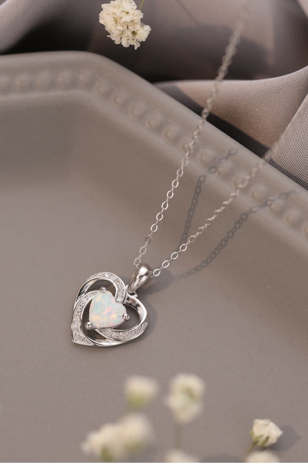 Opal Heart Pendant Necklace The Stout Steer