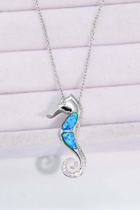 Opal Seahorse 925 Sterling Silver Necklace The Stout Steer