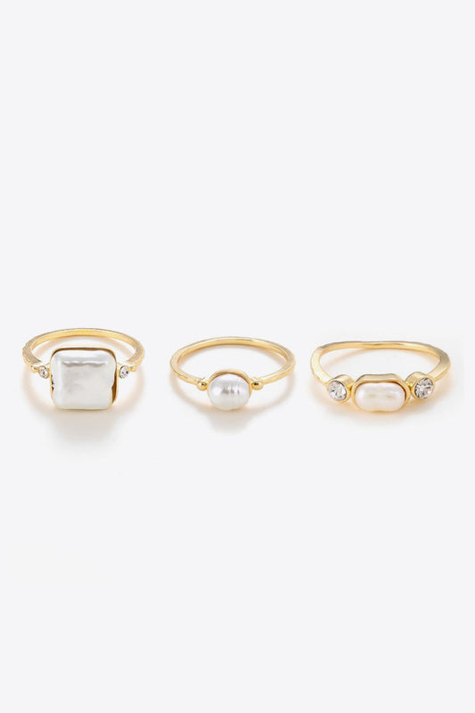 Pearl 18K Gold-Plated Ring Set The Stout Steer