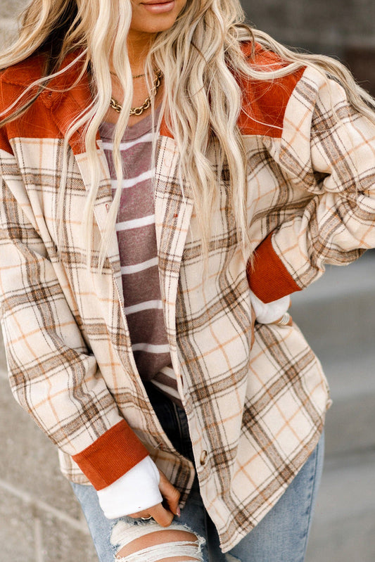 Plaid Contrast Corduroy Shacket The Stout Steer