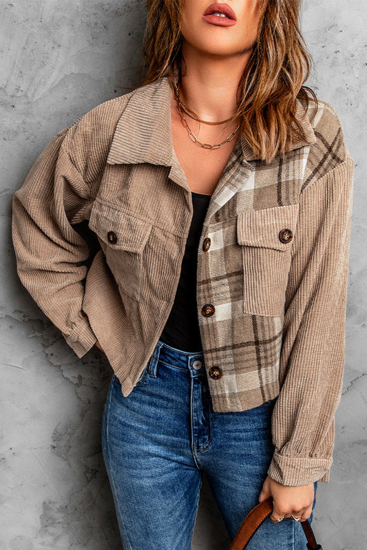 Plaid Corduroy Dropped Shoulder Jacket The Stout Steer