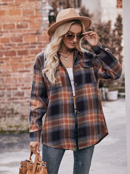 Plaid Dropped Shoulder Longline Shirt The Stout Steer