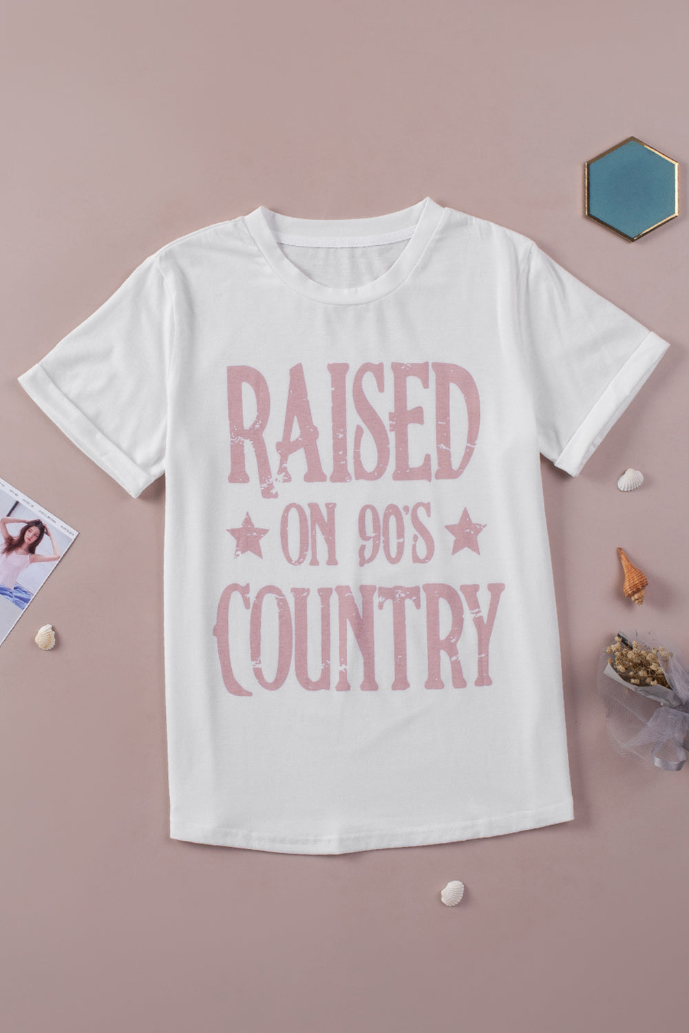 RAISED ON 90'S COUNTRY Graphic Round Neck Tee The Stout Steer