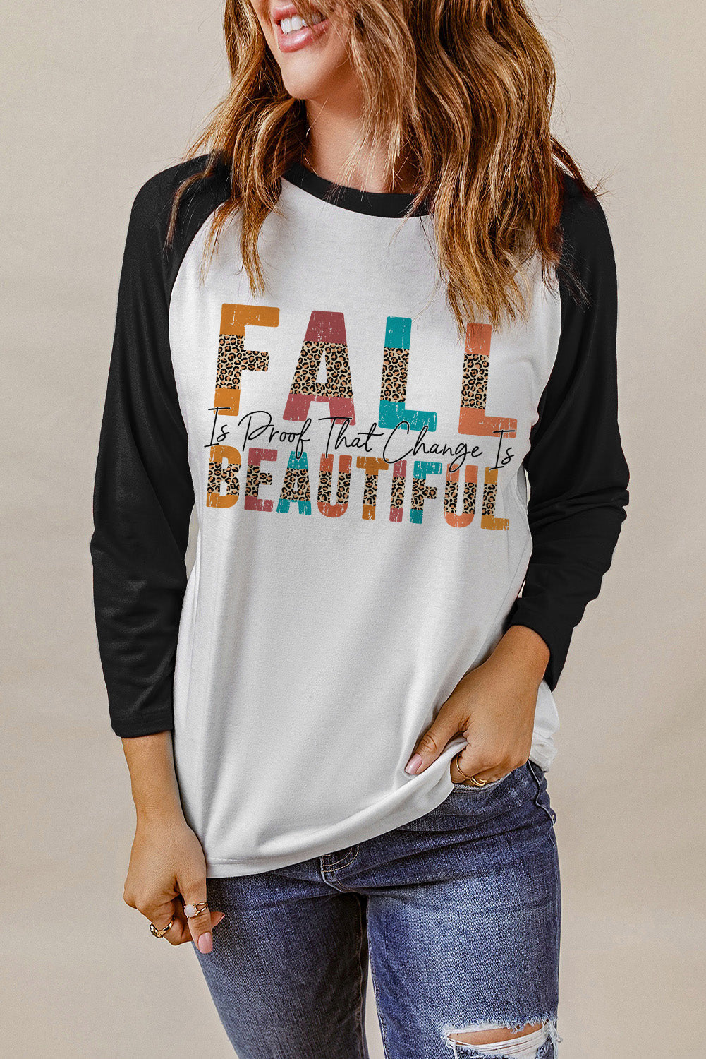 Round Neck Long Sleeve FALL IS PROOF THAT CHANGE IS BEAUTIFUL Graphic Tee The Stout Steer