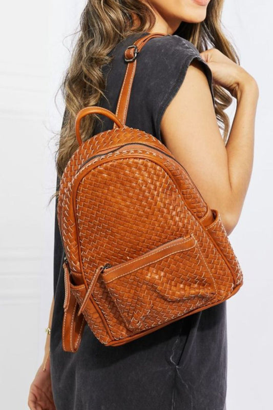 SHOMICO Certainly Chic Faux Leather Woven Backpack The Stout Steer