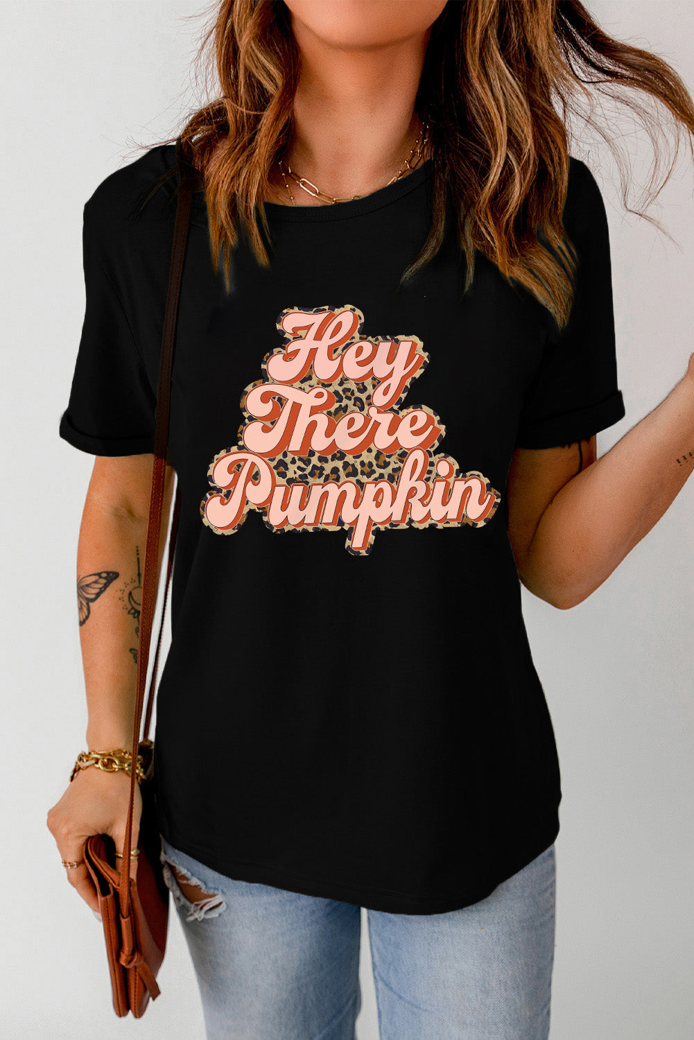 Short Sleeve Round neck HEY THERE PUMPKIN Graphic Tee The Stout Steer