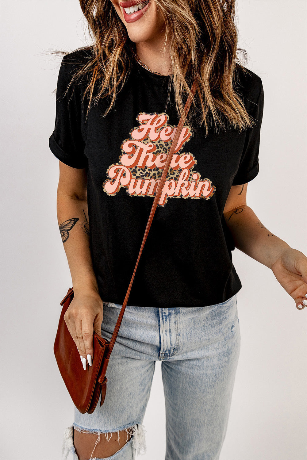 Short Sleeve Round neck HEY THERE PUMPKIN Graphic Tee The Stout Steer