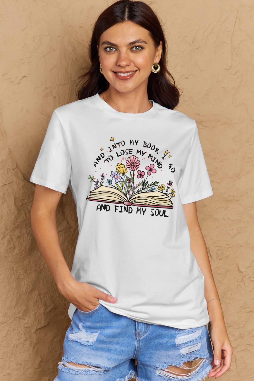 Simply Love Full Size Book & Flower Graphic Cotton Tee The Stout Steer