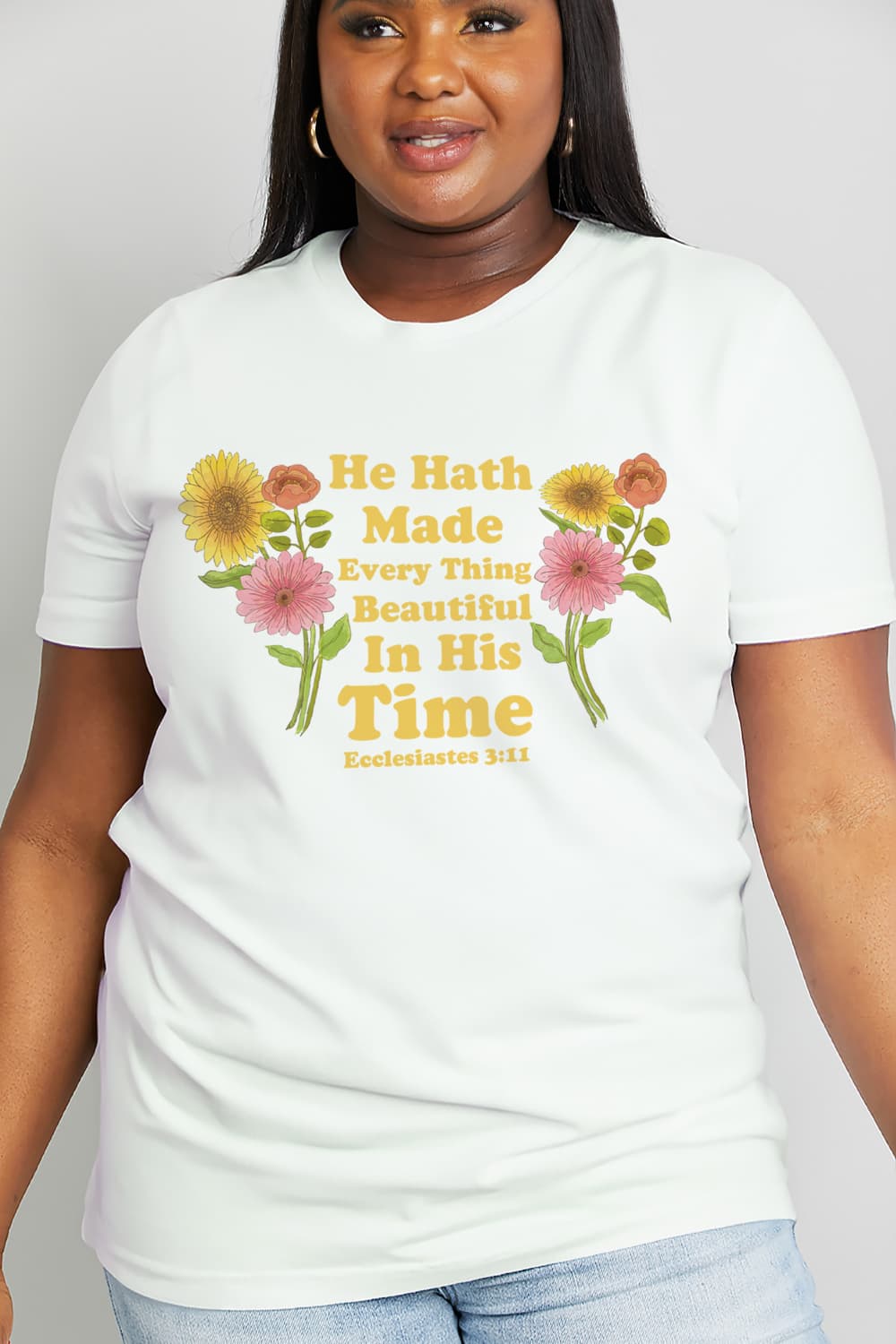 Simply Love Full Size HE HATH MADE EVERY THING BEAUTIFUL IN HIS TIME ECCLESIATES 3:11 Graphic Cotton Tee The Stout Steer