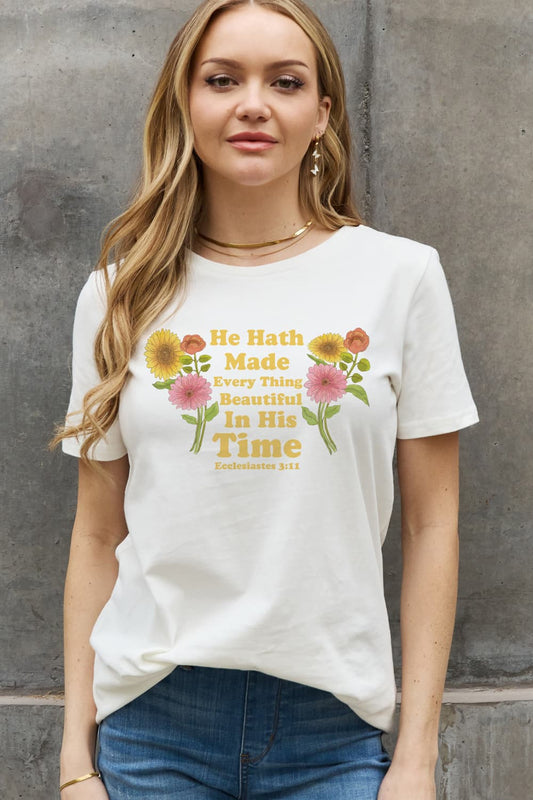 Simply Love Full Size HE HATH MADE EVERY THING BEAUTIFUL IN HIS TIME ECCLESIATES 3:11 Graphic Cotton Tee The Stout Steer