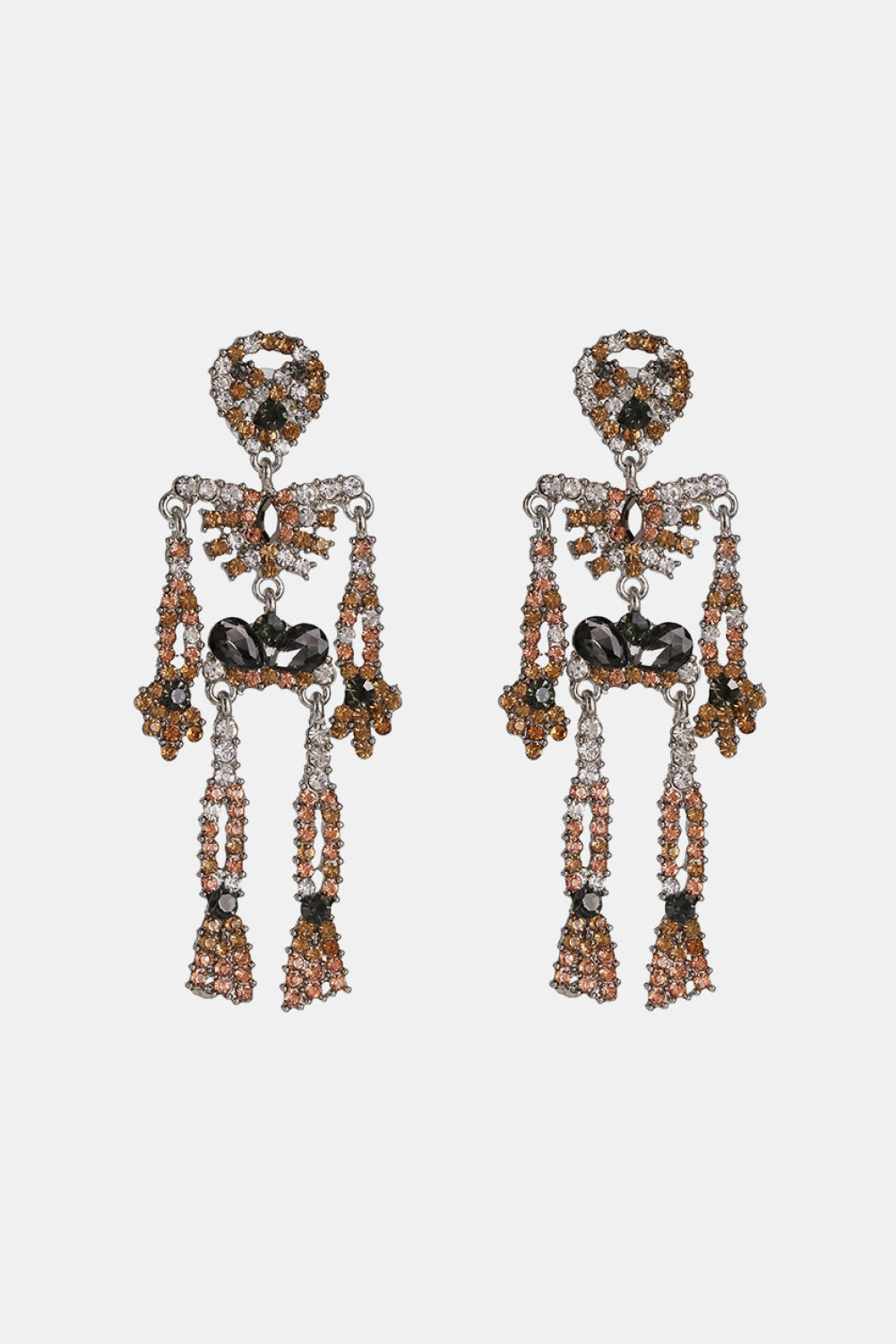 Skeleton Shape Glass Stone Dangle Earrings The Stout Steer