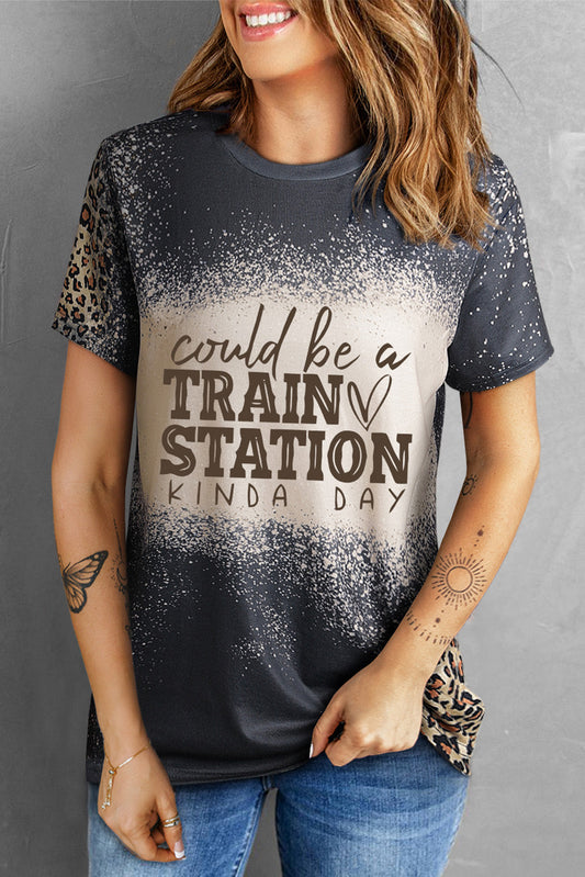 Slogan Graphic Leopard Tee Shirt The Stout Steer